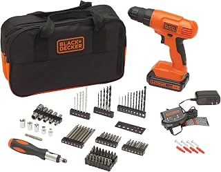 BLACK+DECKER 20V MAX* Cordless Drill Kit, 100 pc. Home Tool Kit with Bits, Screwdriver, Battery and Charger (BDC120VA100)