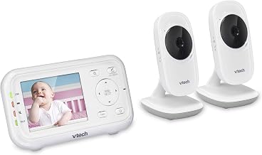 VTech VM3252-2 Digital Video Baby Monitor with 2.8" LCD 2 Cameras and Automatic Night Vision, 1 Count, White 2 Cameras 2.8" Fixed Cam