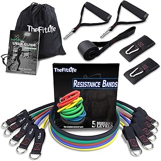 TheFitLife Resistance Bands Set with Handles, Door Anchor & Ankle Straps 110.0 Pounds