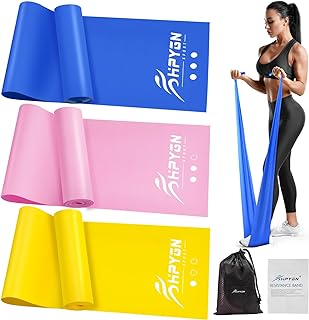 HPYGN Resistance Bands, Exercise Bands, Physical Therapy Bands for Strength Training, Yoga, Pilates, Stretching, Stretch Elastic Band with Different Strengths, Workout Bands for Home Gym 1-yellow/Pink/Blue 4.9ft