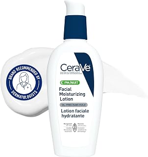 CeraVe Facial Moisturizing Lotion Pm | Ultra Lightweight, Night Face Moisturizer With Hyaluronic Acid | Fragrance Free, 89 Milliliters (1 Pack)