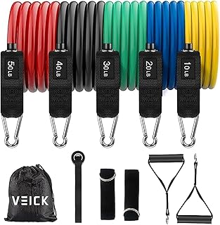 VEICK Resistance Bands, Exercise Bands, Workout Bands, Resistance Bands for Working Out with Handles for Men and Women, Exercising Bands for Fitness Weights Work Out at Home Colorful 10-150LBS