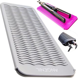 ANGENIL Professional Heat Resistant Silicone Mat Pouch for Hair Tools Flat Iron Hair Straightener and Curling Iron Heat Protecting Pad, Portable Travel Hot Tool Mat and Cover for Hair Styling Tools Gray