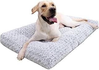 KSIIA Washable Dog Bed Large Size Dog Crate Bed Plush Pet Mat 89x58CM Grey Grey 89L x 58W x 9H cm