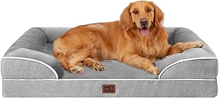 EHEYCIGA Memory Foam Orthopedic Dog Bed XL, 112x81x16cm, Grey Gray 112L x 81W x 16H cm