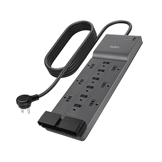 Belkin 12-Outlet Surge Protector Power Strip w/ 12 AC Outlets & 8ft Flat Plug, UL-Listed Heavy-Duty Extension Cord for Home, Office, Travel, Computer, Laptop, Charger - 3,940 Joules of Protection