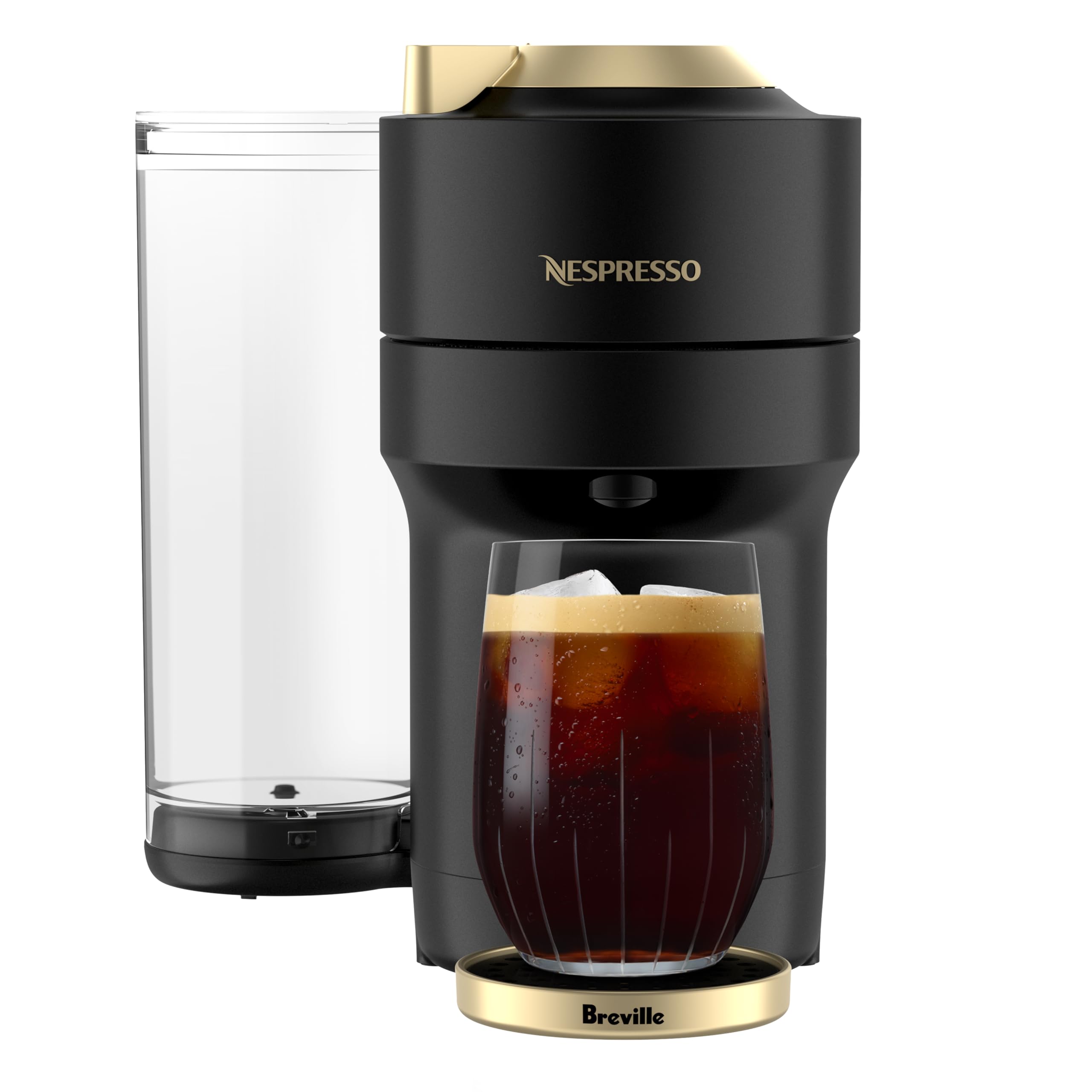 Nespresso Vertuo Pop+ Deluxe Pod Coffee & Espresso Machine Black & Gold Matte Black and Gold Coffee Maker