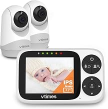 VTimes Baby Monitor 2 Cameras No WiFi, 3.2" Screen, Remote Pan-Tilt-Zoom 3.2"-D